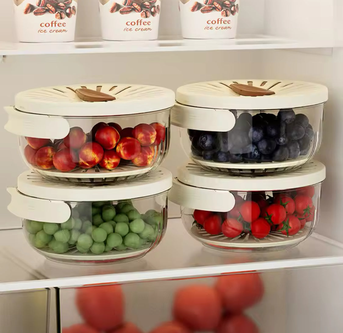 Foldable Fruit Drain Basket With Lid/Vegetable Washing Bowl