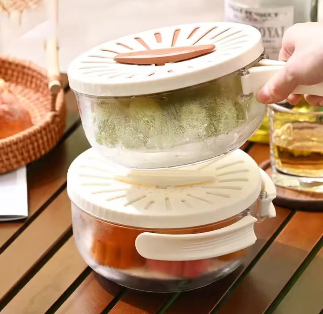 Foldable Fruit Drain Basket With Lid/Vegetable Washing Bowl