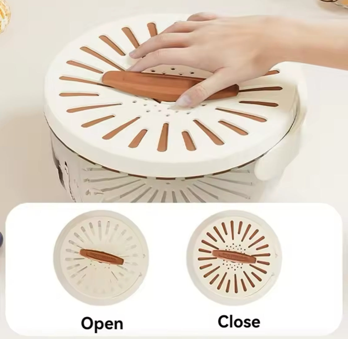 Foldable Fruit Drain Basket With Lid/Vegetable Washing Bowl